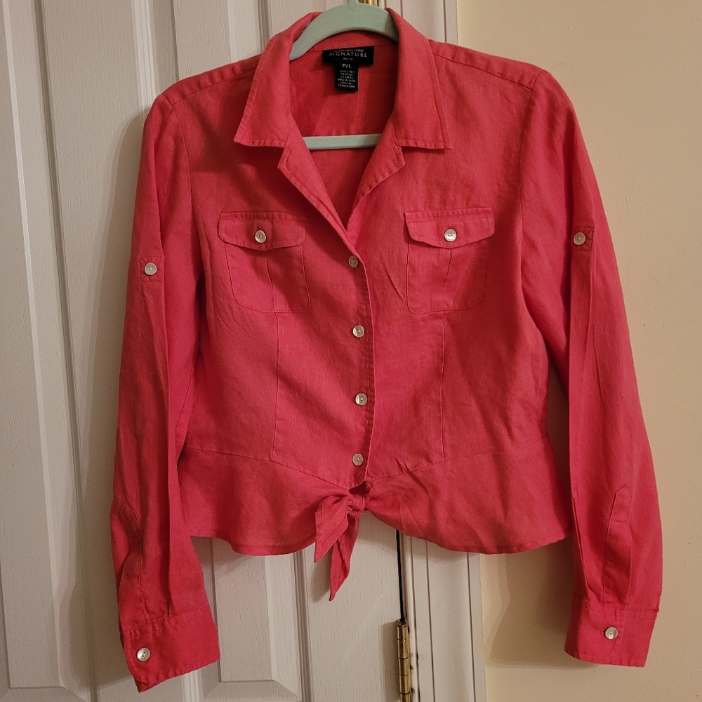Jones New York Pink Button-Up Blouse